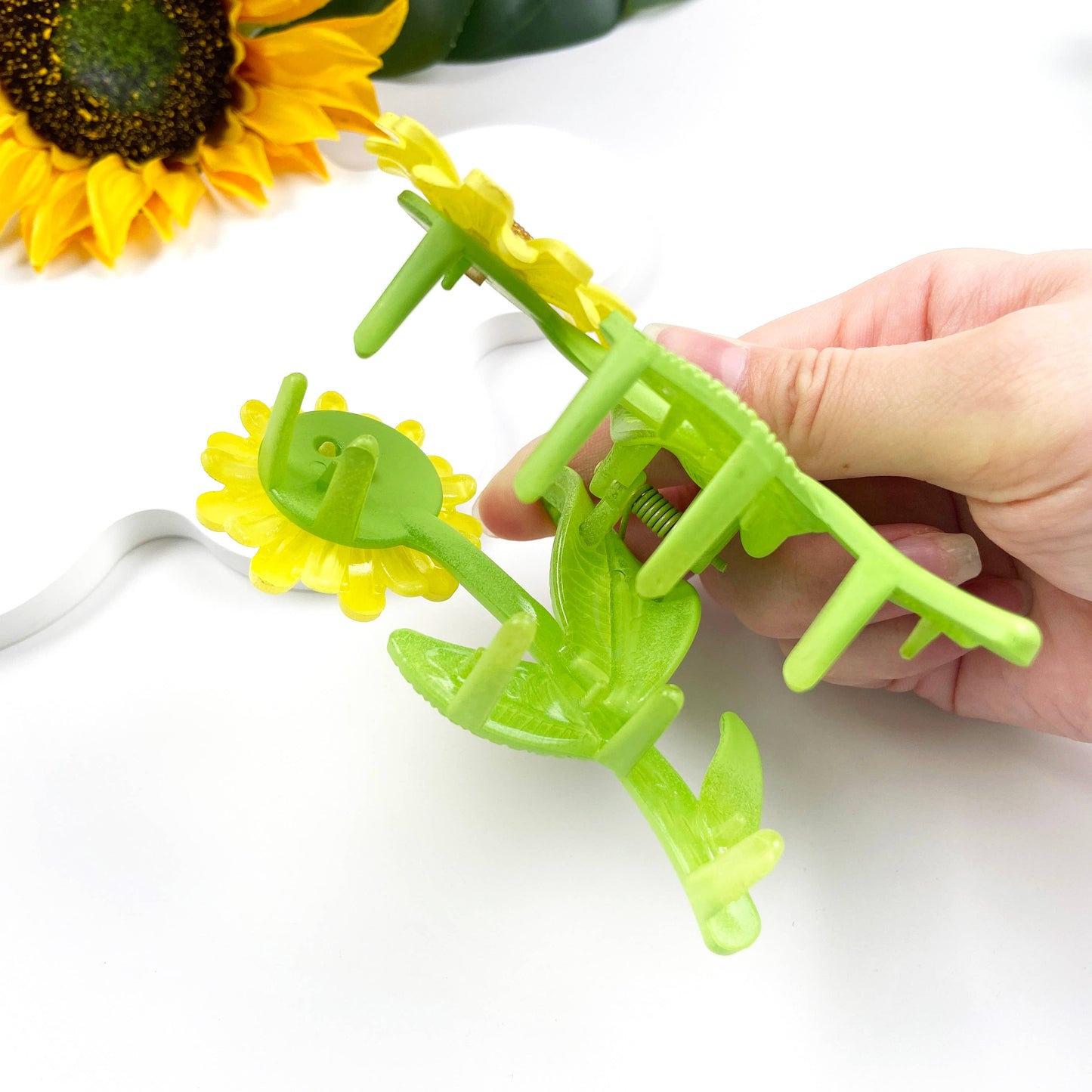 Sunflower flower style hair claw clip