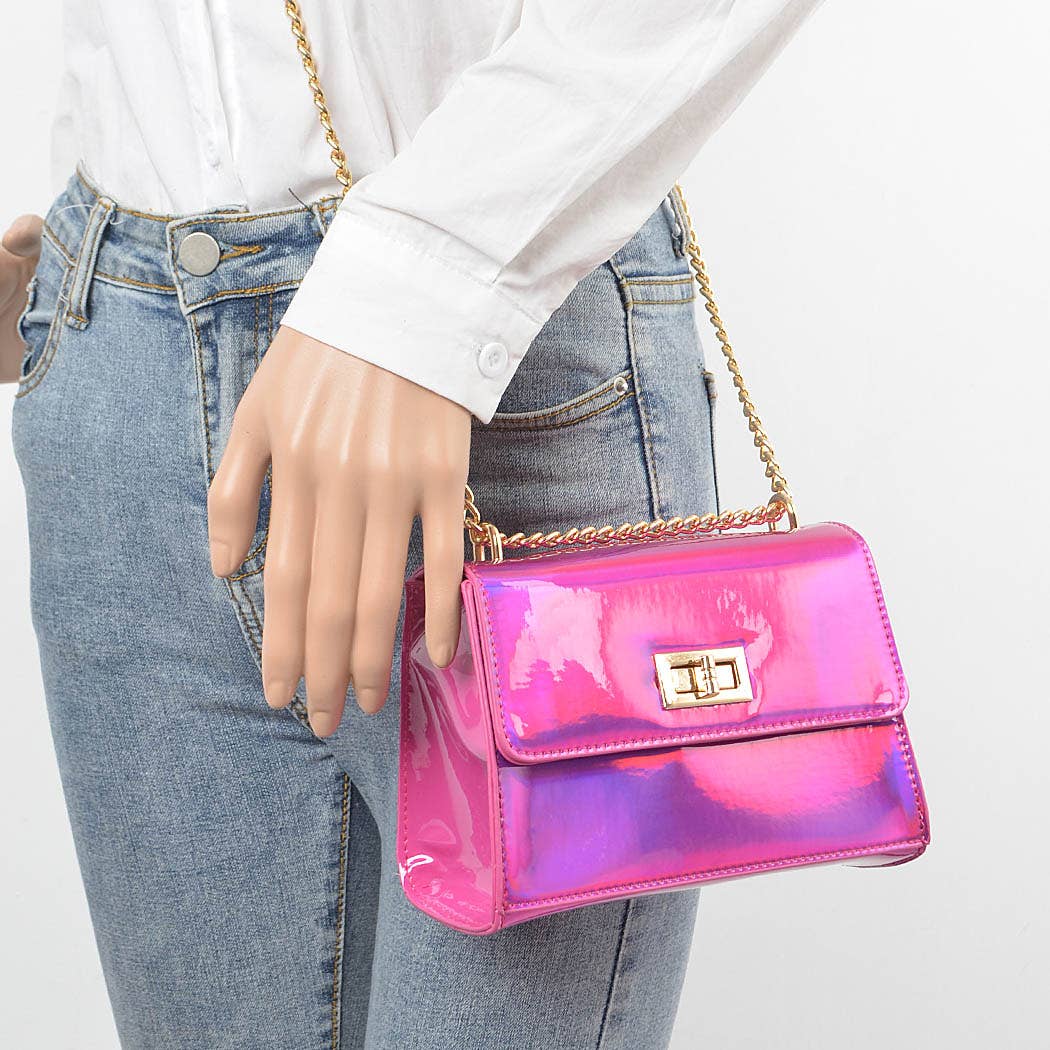 Dreamveil Prism Crossbody | Mirror Metallic Flap Crossbody Bag