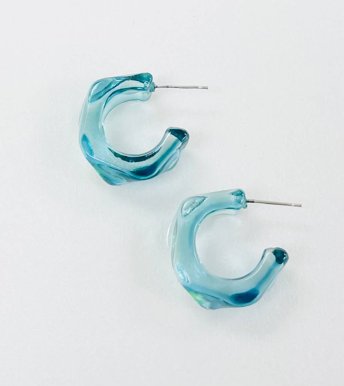 Resin Clear Geometric C Hoop Minimal Earrings