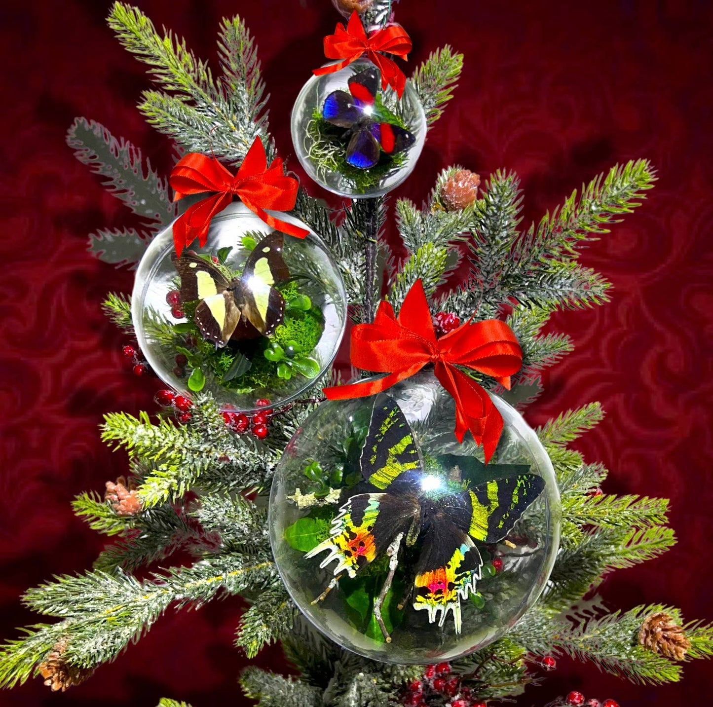 Six MEDIUM 4.5 -Inch Holiday Tree Ornaments - Collection 