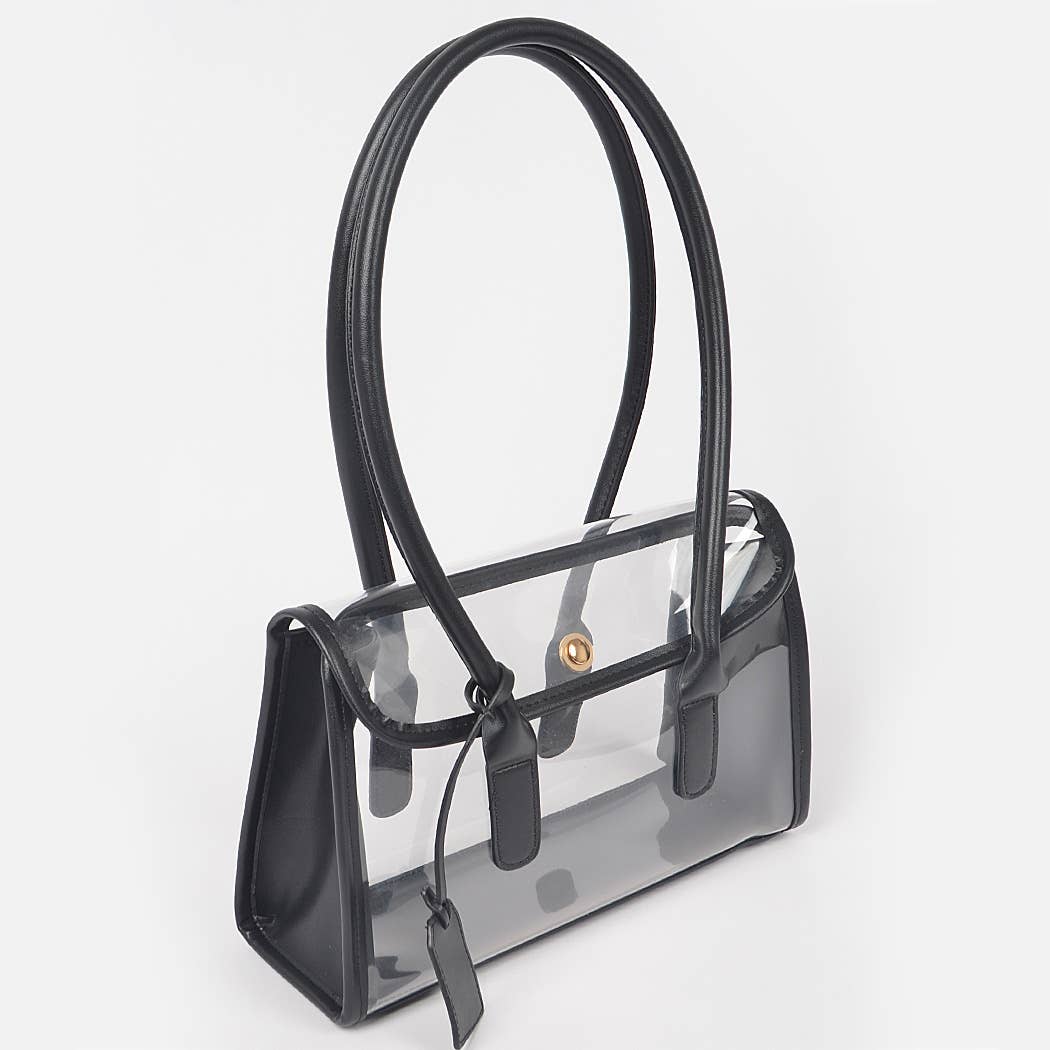 Aetherveil Clear Tote | Faux Leather Trimed Clear Bag