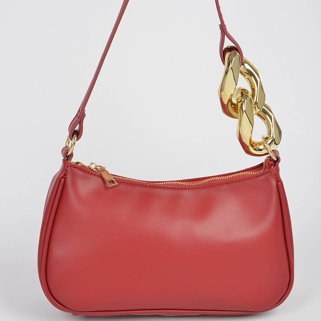 Mossglint Shoulder Bag | Faux Leather Simple Shoulder Bag