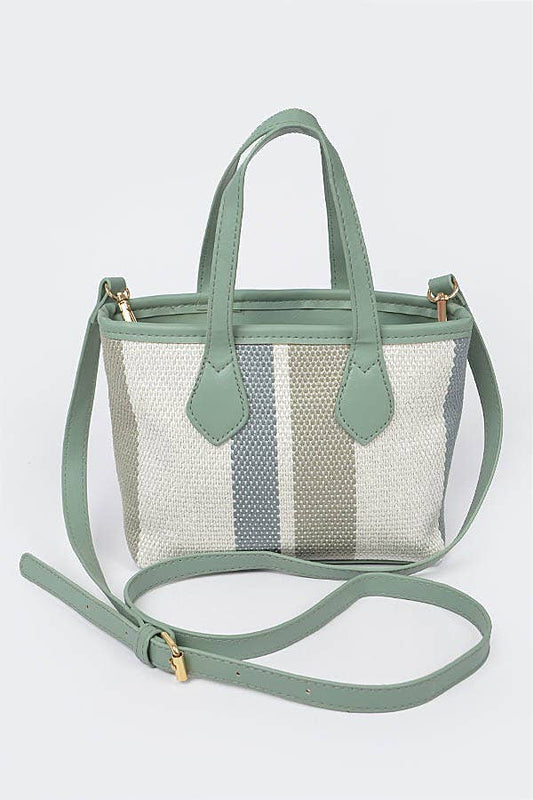Meadowstripe Mini Tote | STRIPE WOVEN CANVAS TOTE BAG