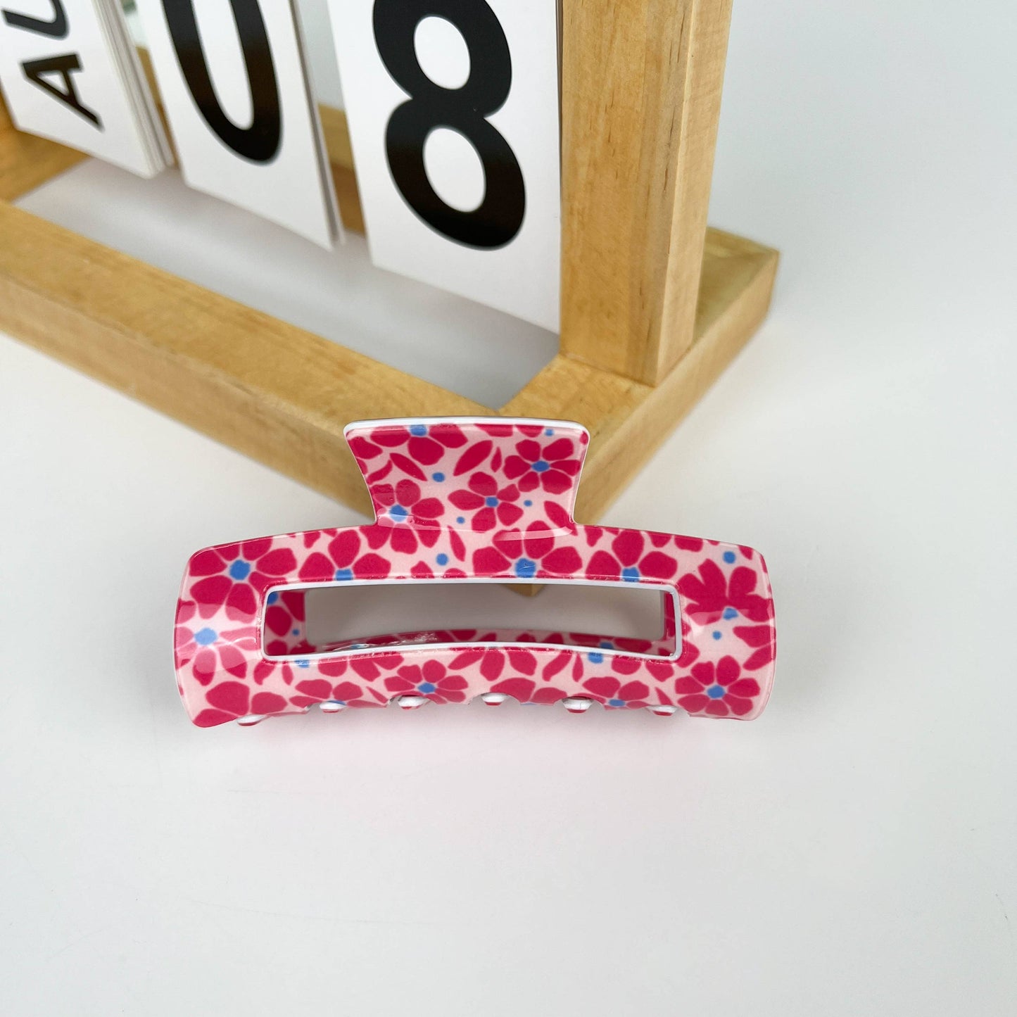 Floral Hollow Print Rectangular Hair Claw Clip