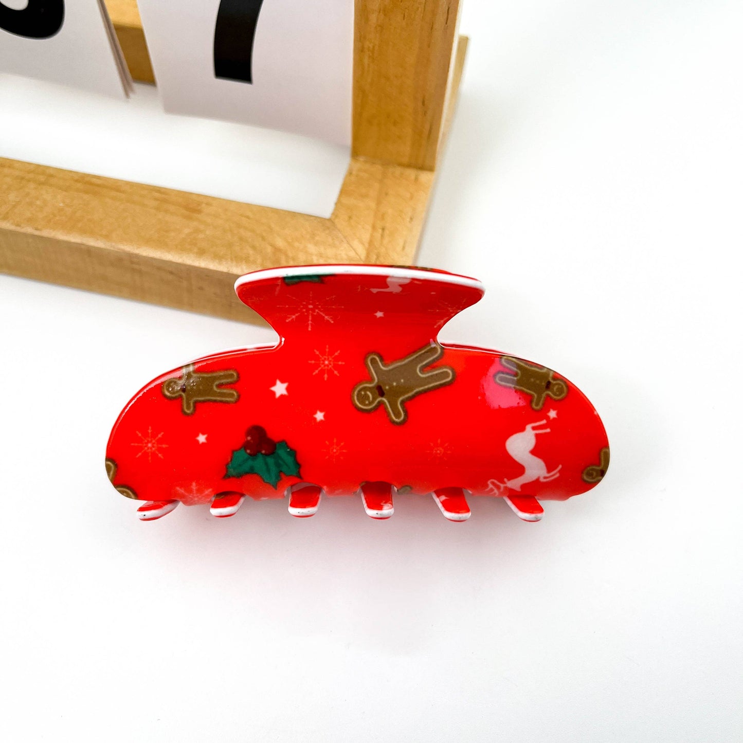 Christmas Printed Geometric Hair Claw Clip