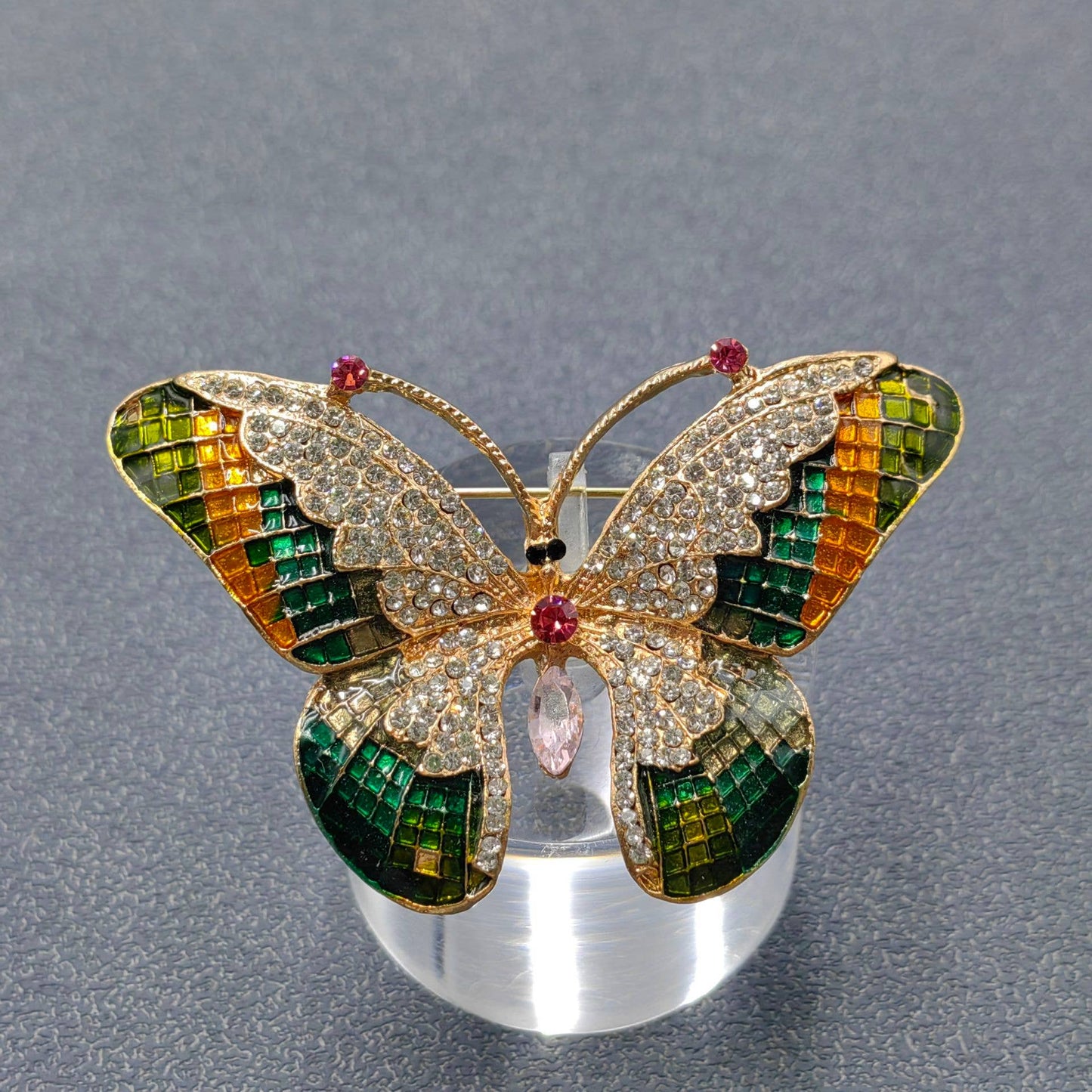 Enamel Brooch Inlaid with Rhinestone