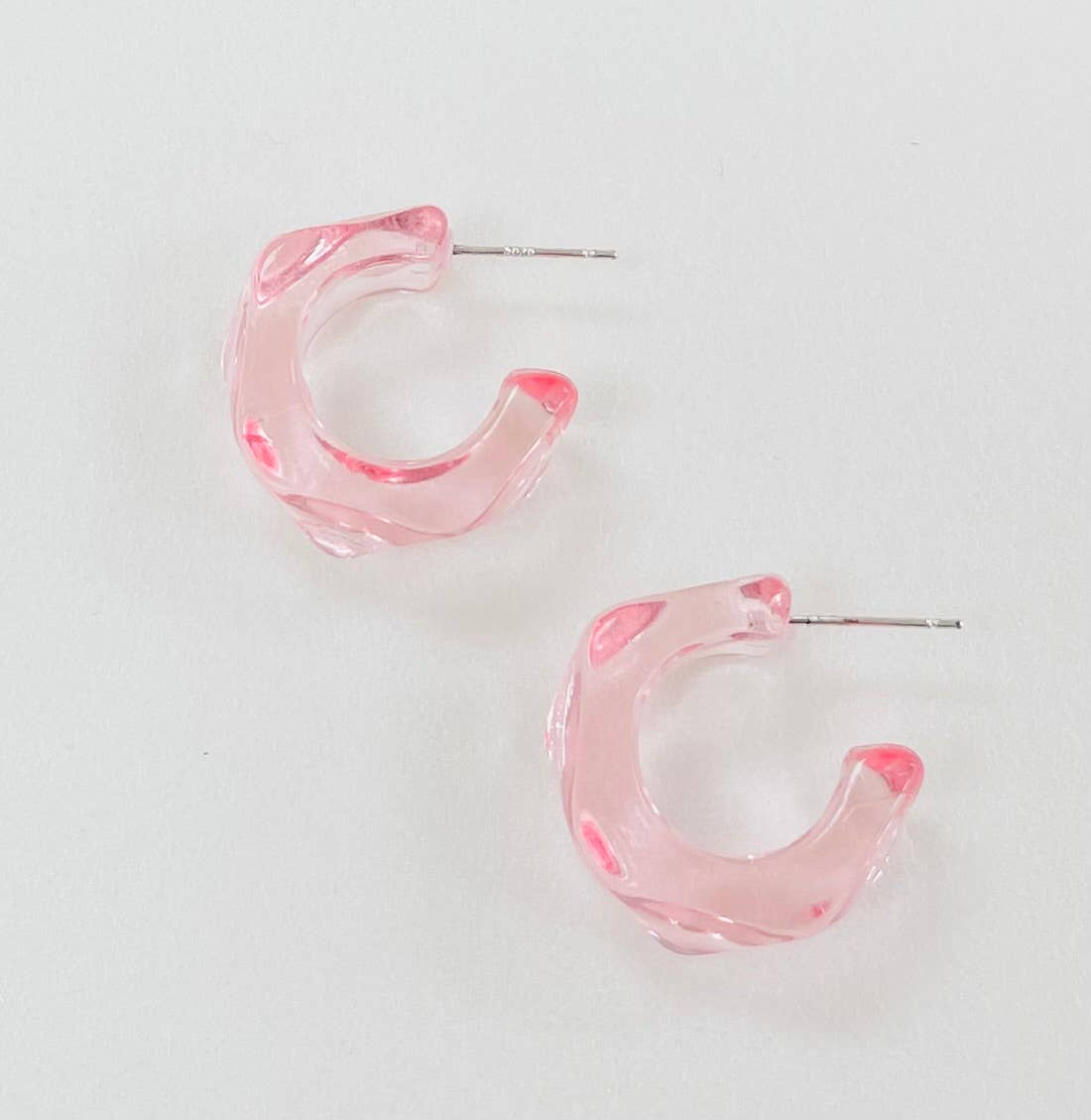 Resin Clear Geometric C Hoop Minimal Earrings