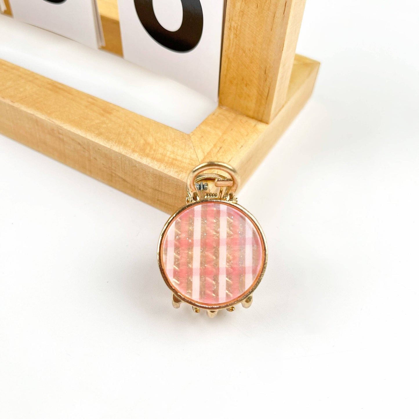 Checkerboard Round Mini Suitcase Hair Clip