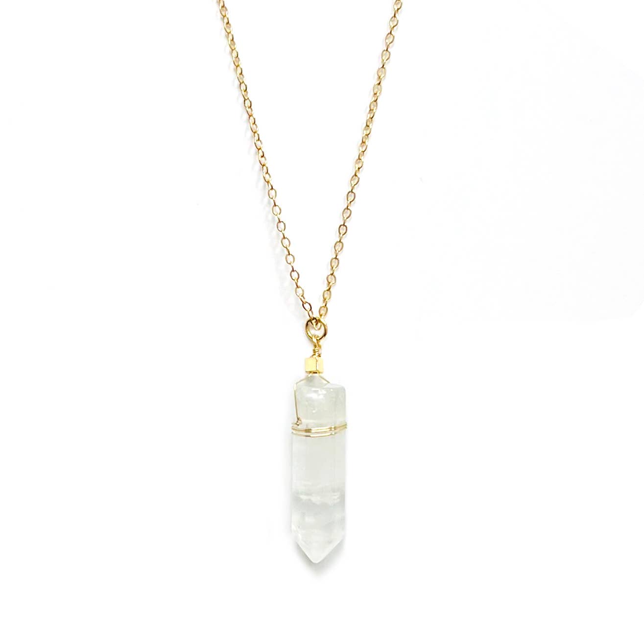 Rock Crystal Bullet Pendant Necklace