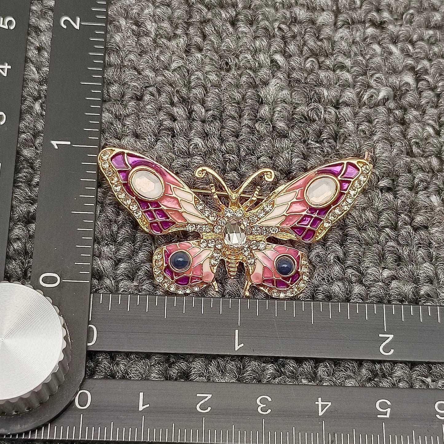 Rhinestone Colored Enamel Butterfly Brooch
