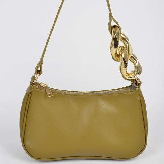 Mossglint Shoulder Bag | Faux Leather Simple Shoulder Bag