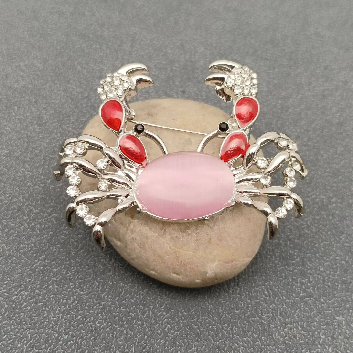 Cute Crab Brooch Inlaid with Rhinestones