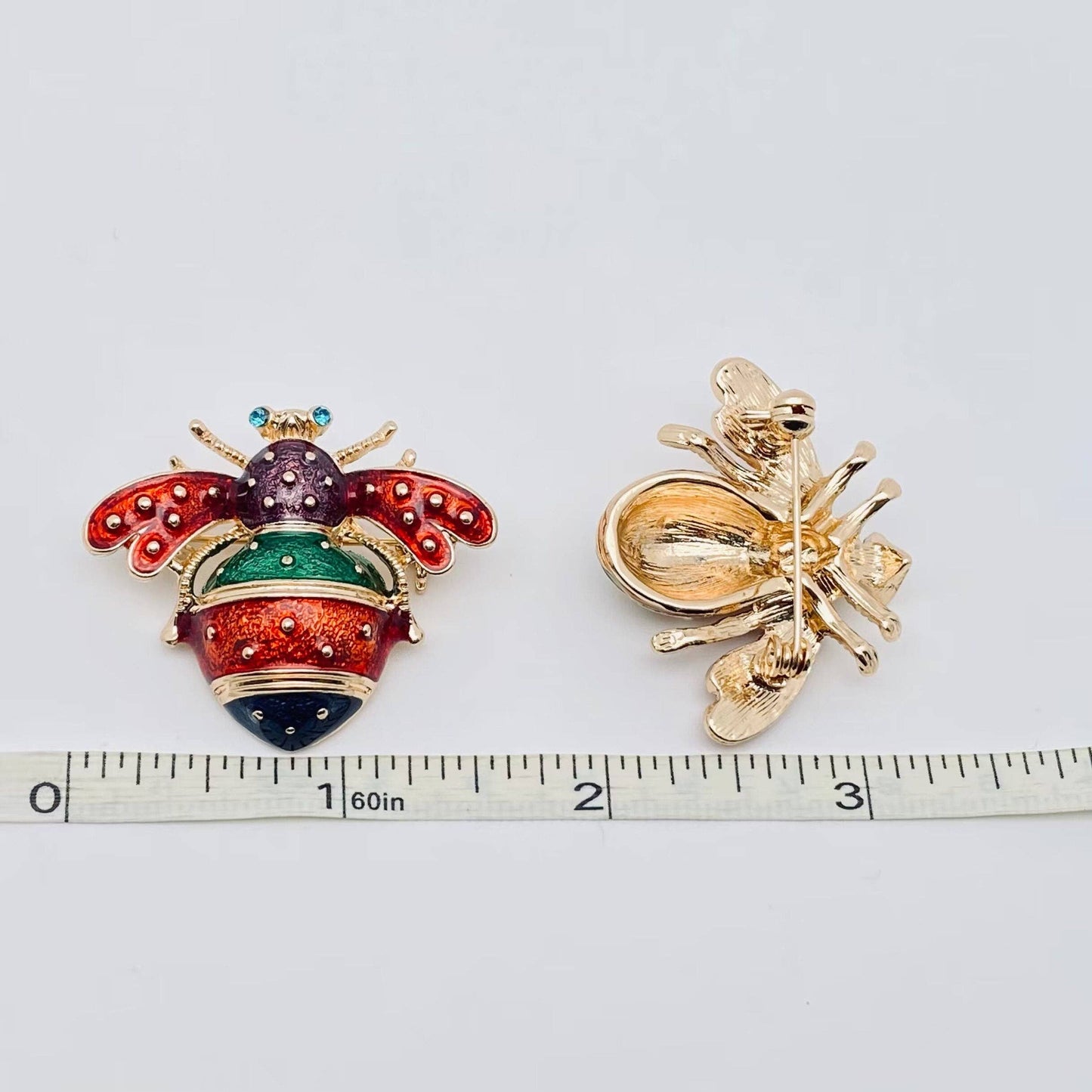 Colorful Enamel Rhinestone Bee Brooch