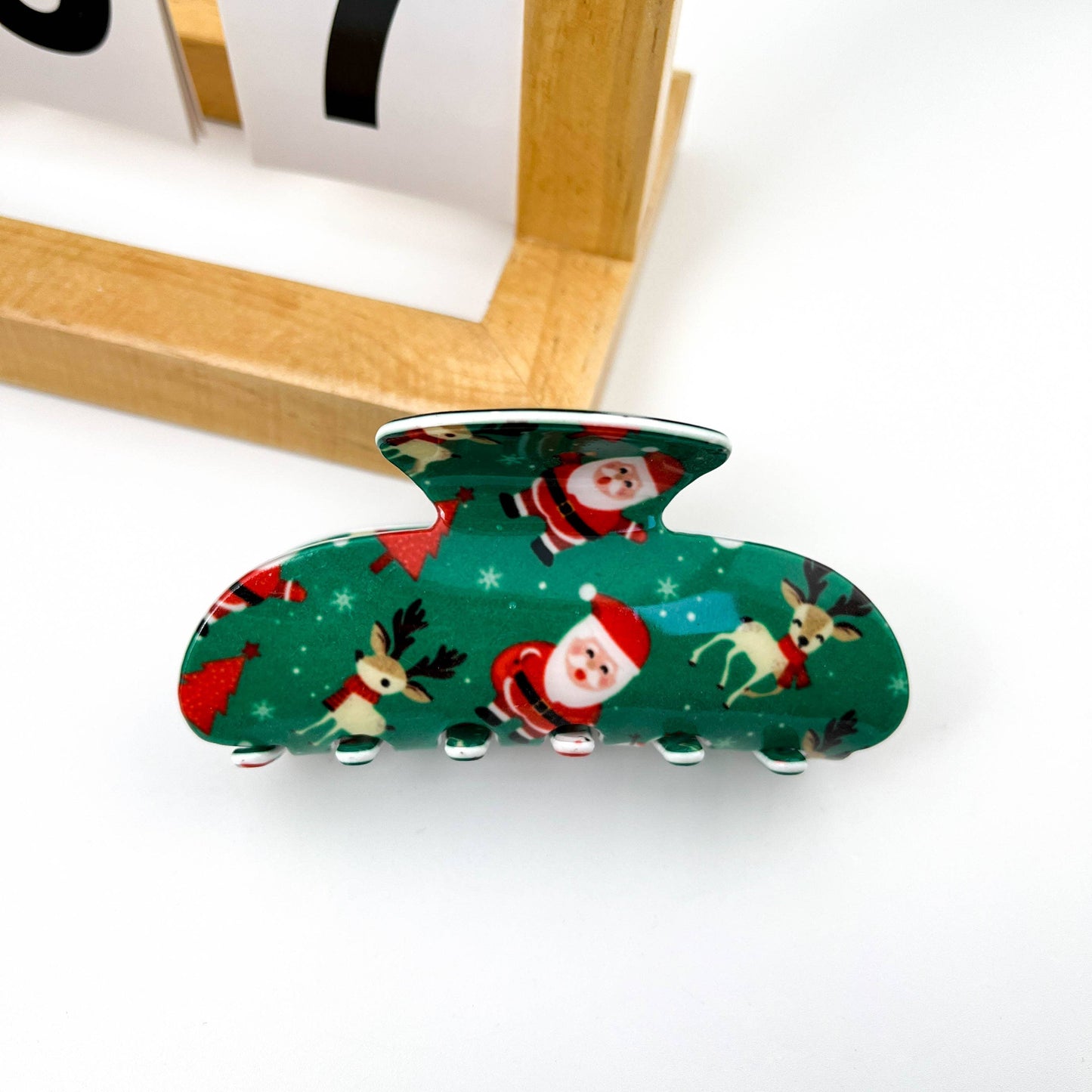 Christmas Printed Geometric Hair Claw Clip