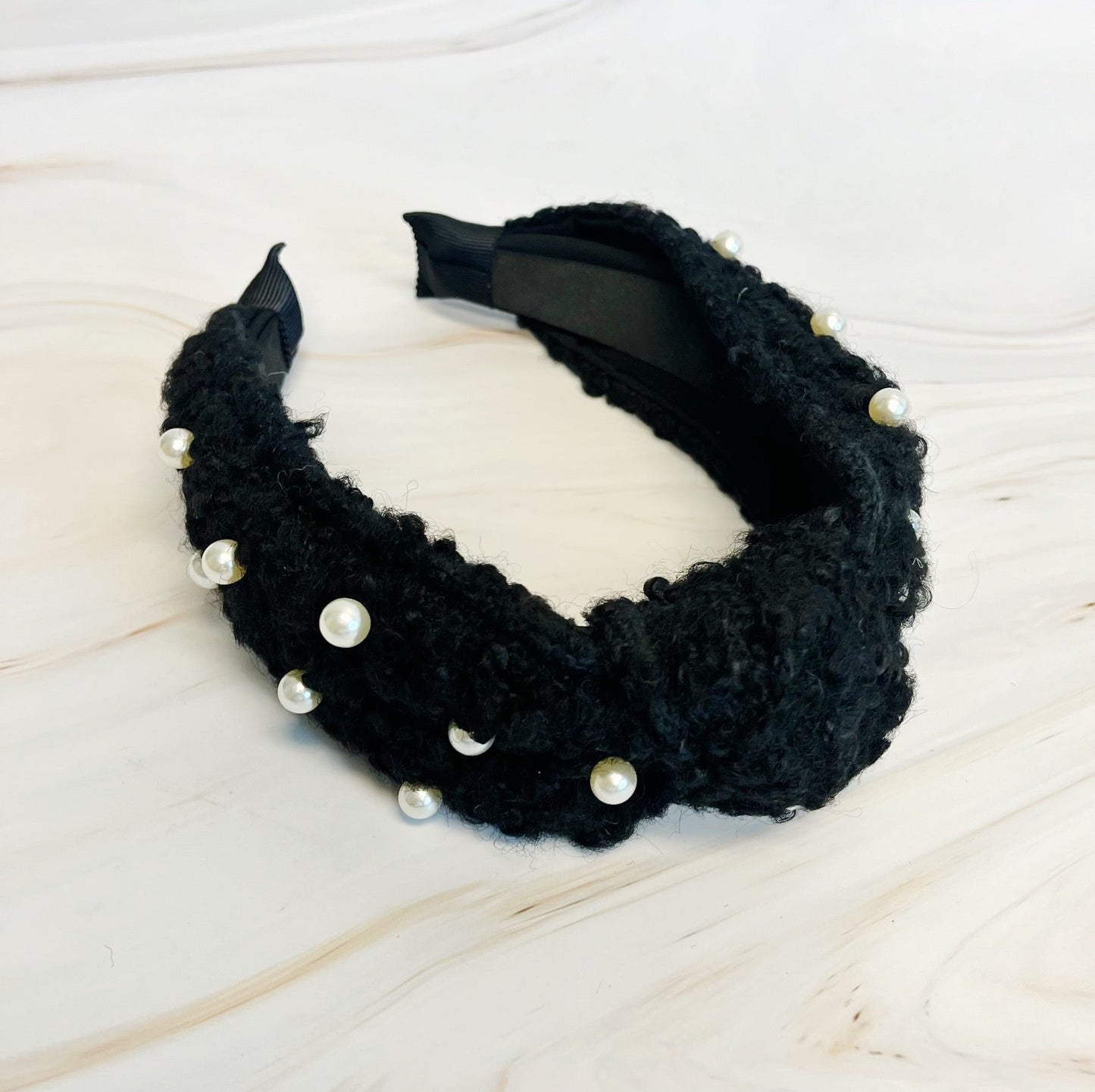 Pearl and Tweed Knotted Headband