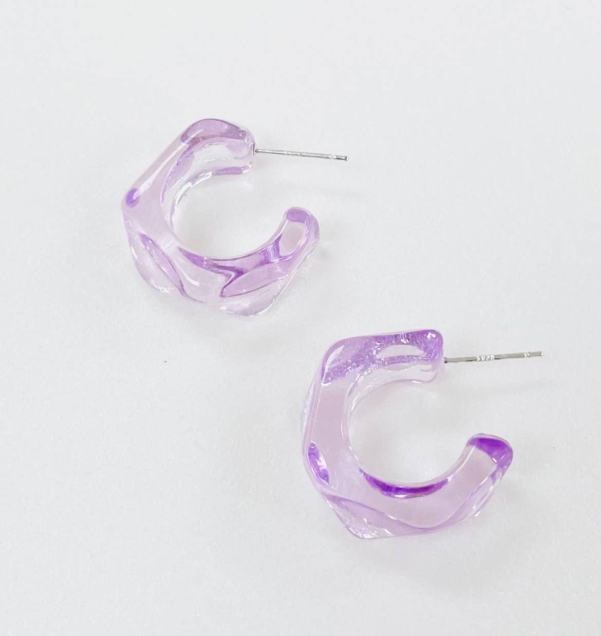 Resin Clear Geometric C Hoop Minimal Earrings