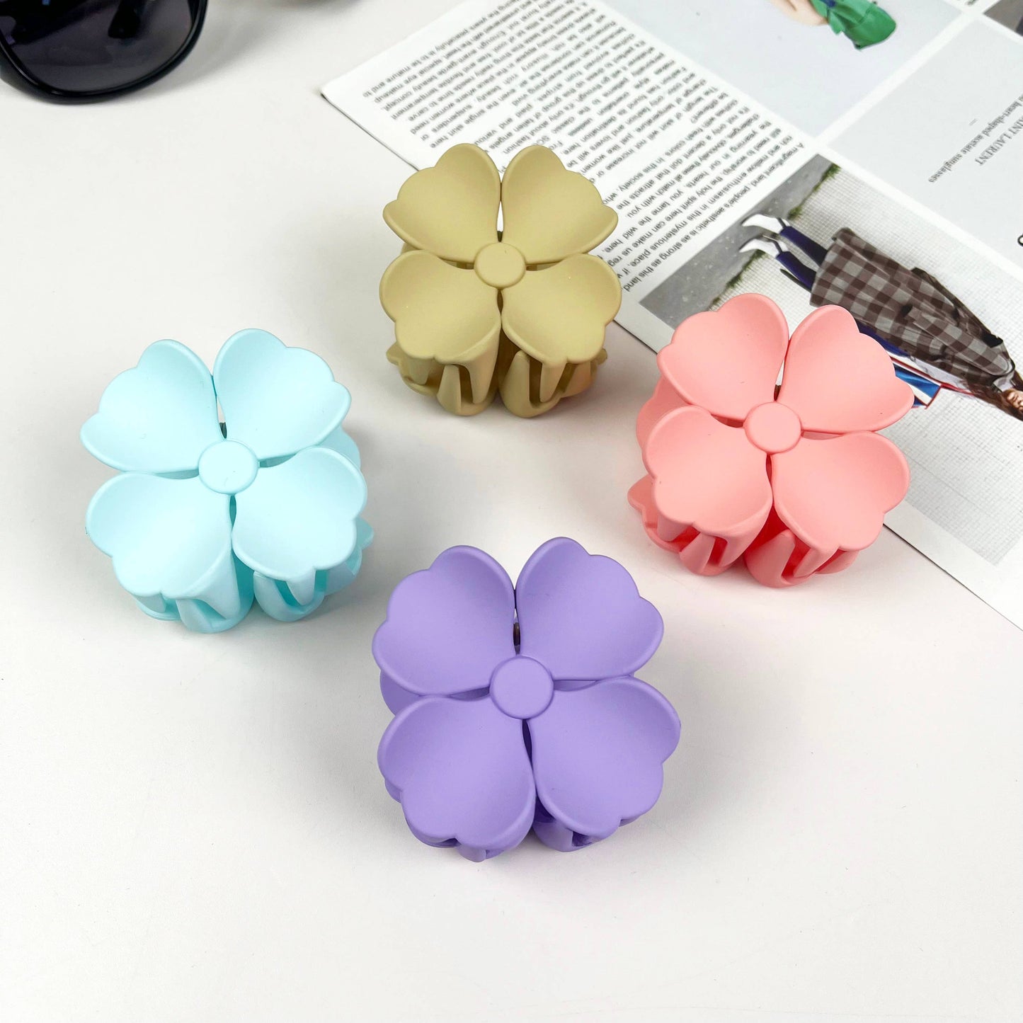 2.12" Four-leaf clover flower spring hair Clips
