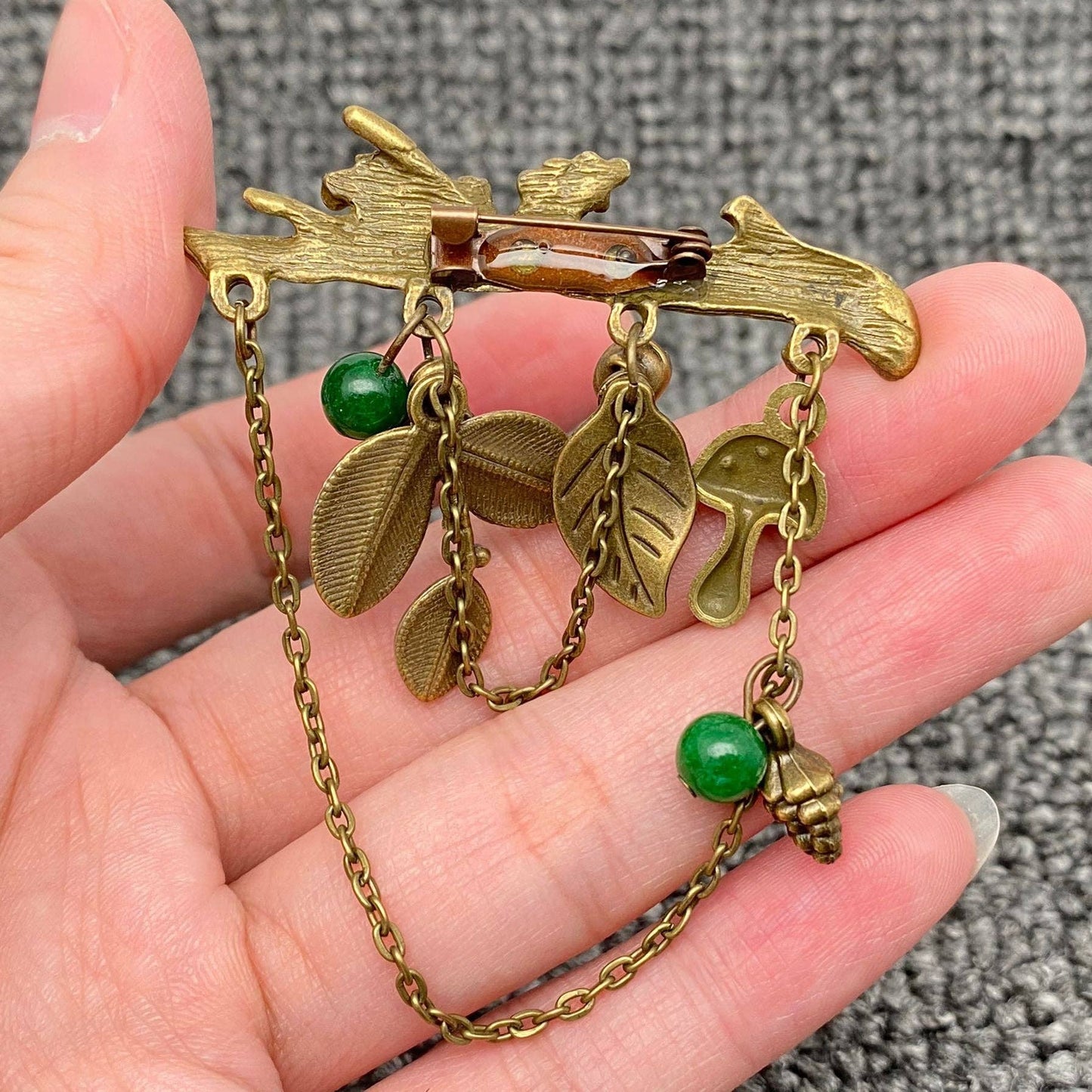 Forest Style Mushroom Pinecone Leaf Charm Brooch