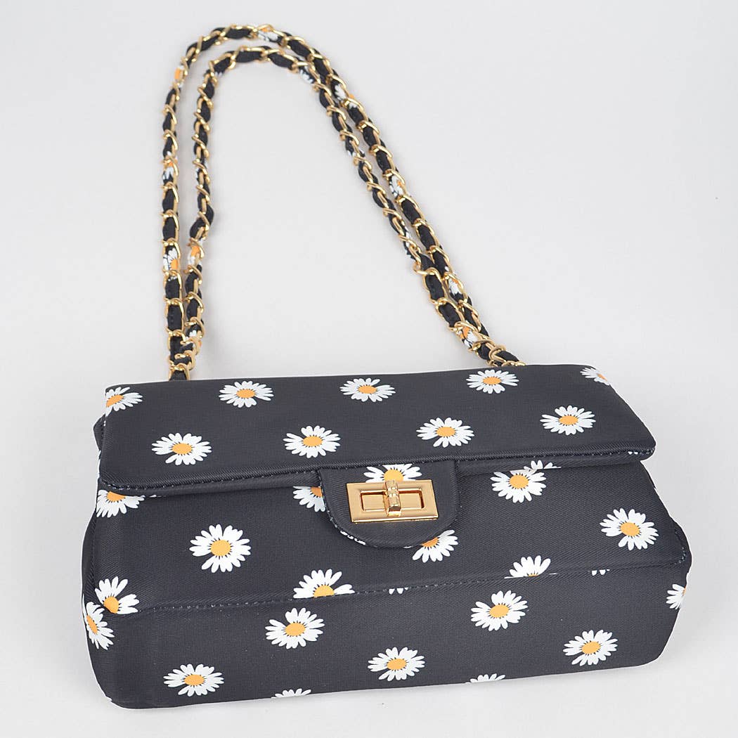Quilted Flower Canvas Shoulder Bag