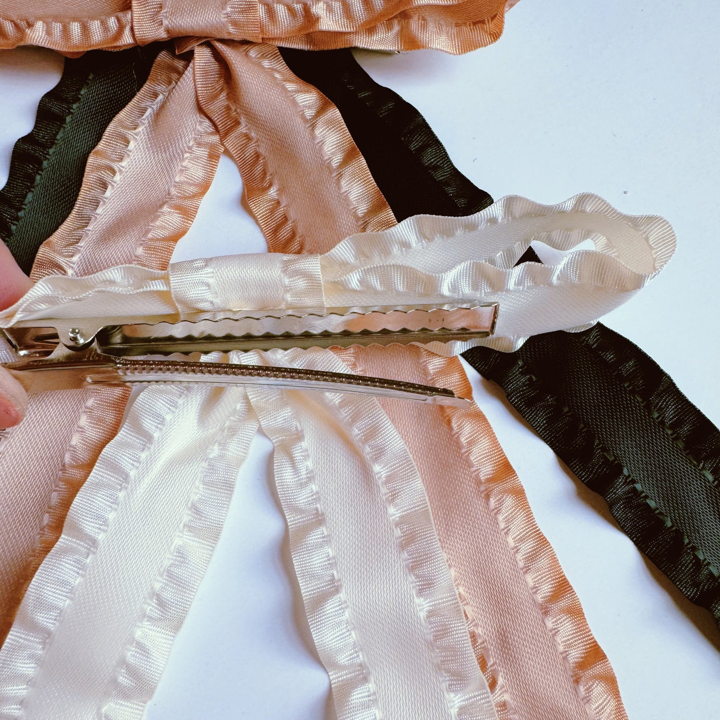 Slim Frilled Bow Hair Clip Set of 3