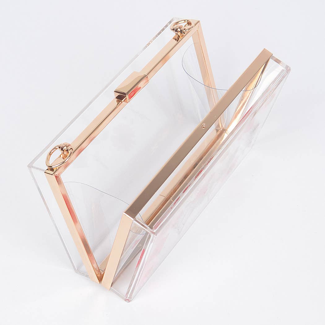 Flower Transparent Hard Case Clutch