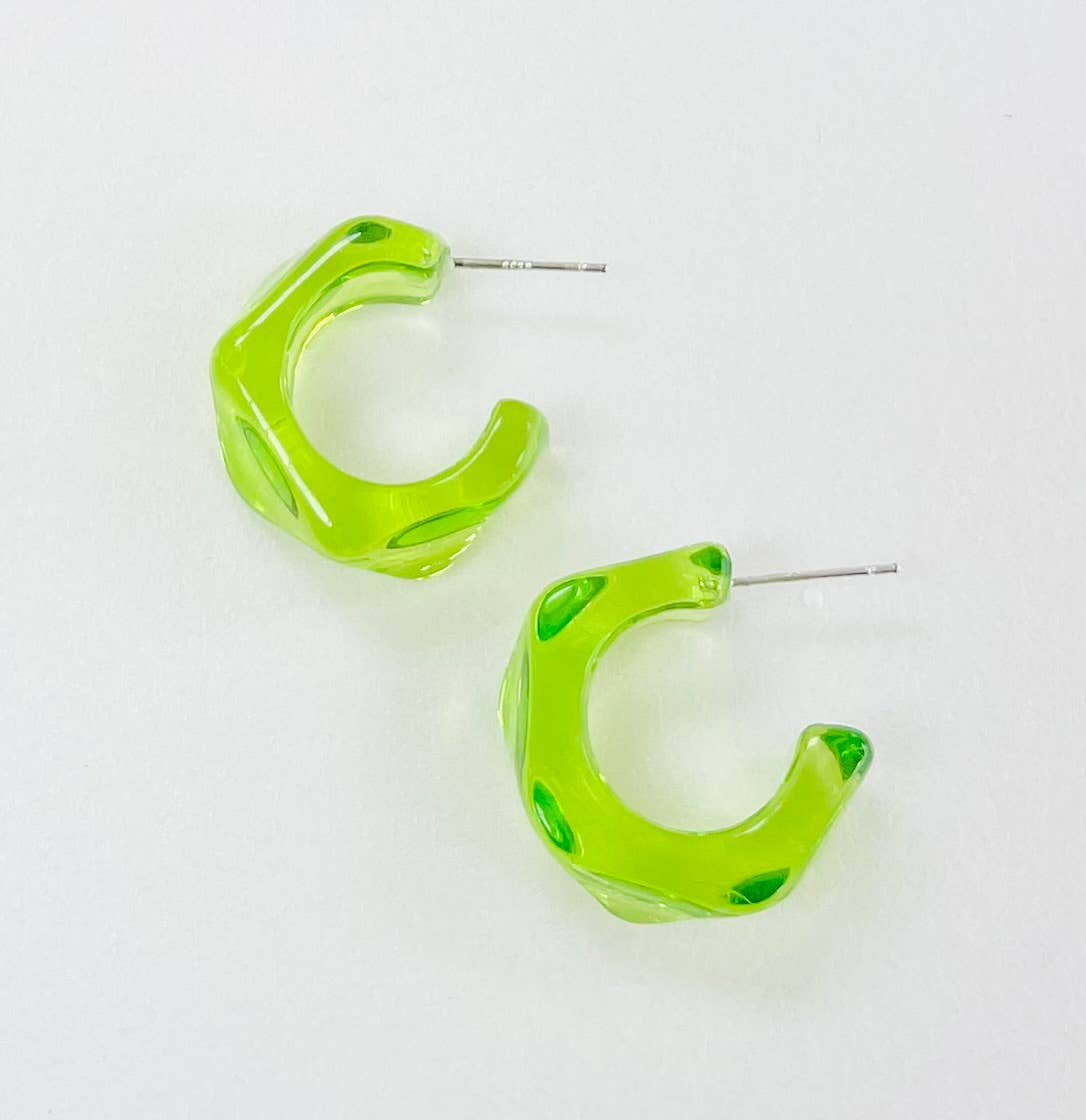 Resin Clear Geometric C Hoop Minimal Earrings