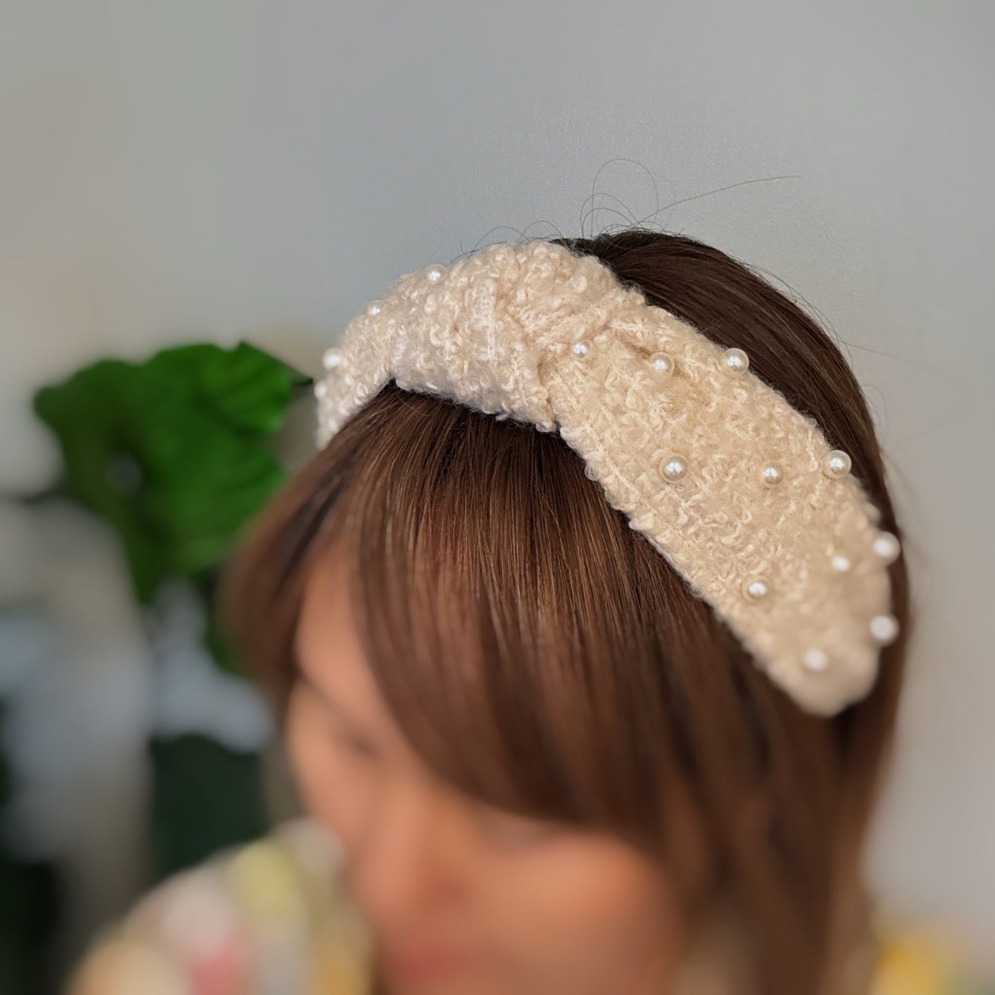 Pearl and Tweed Knotted Headband