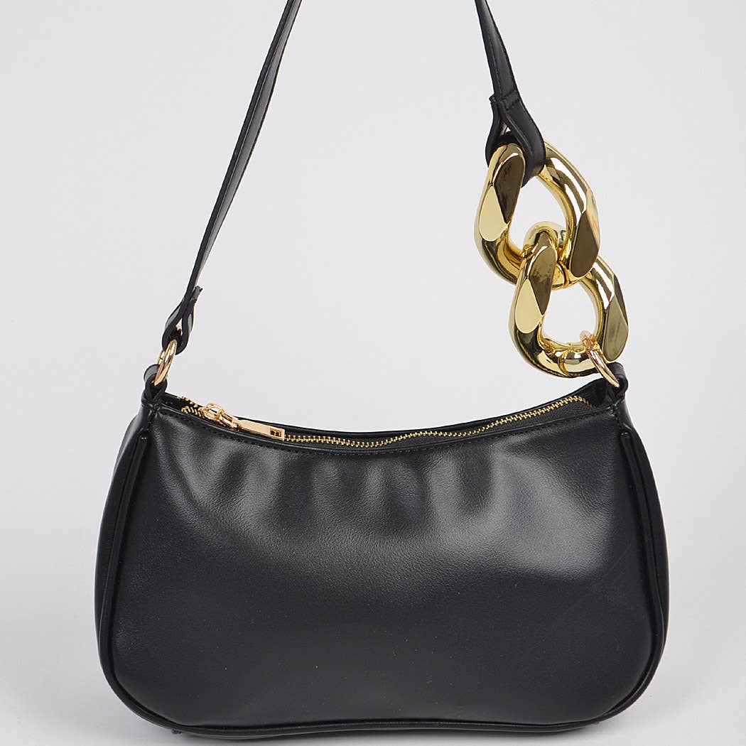Mossglint Shoulder Bag | Faux Leather Simple Shoulder Bag