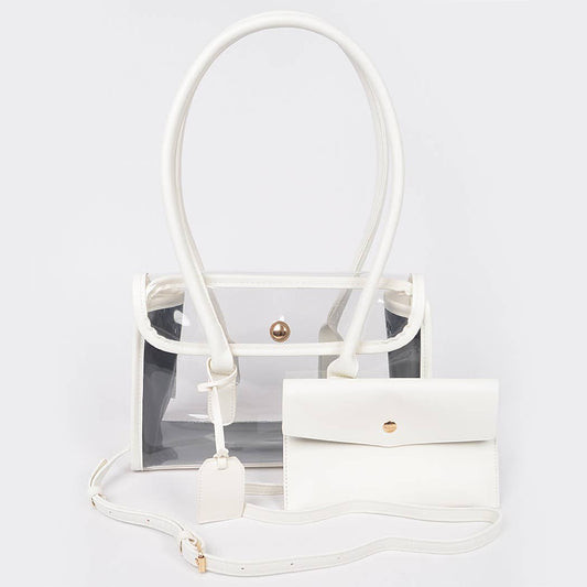 Aetherveil Clear Tote | Faux Leather Trimed Clear Bag