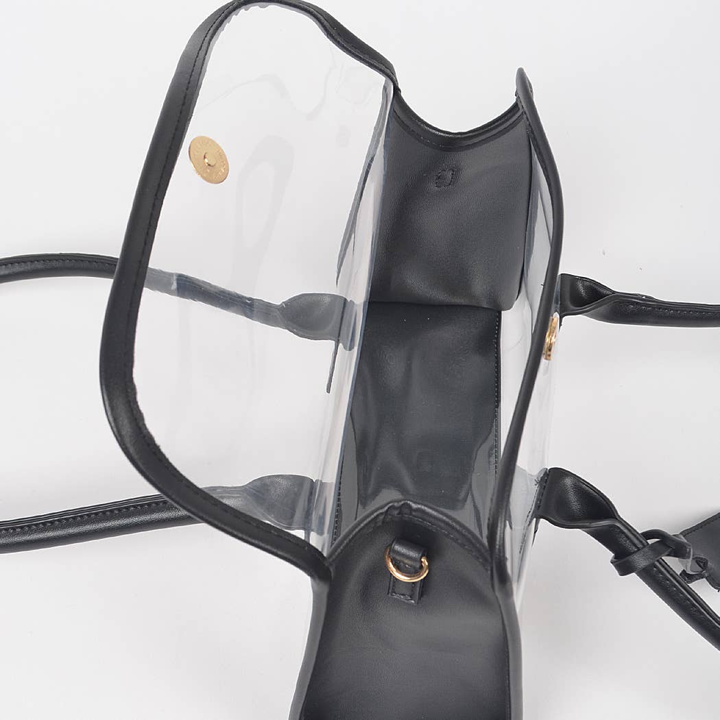 Aetherveil Clear Tote | Faux Leather Trimed Clear Bag