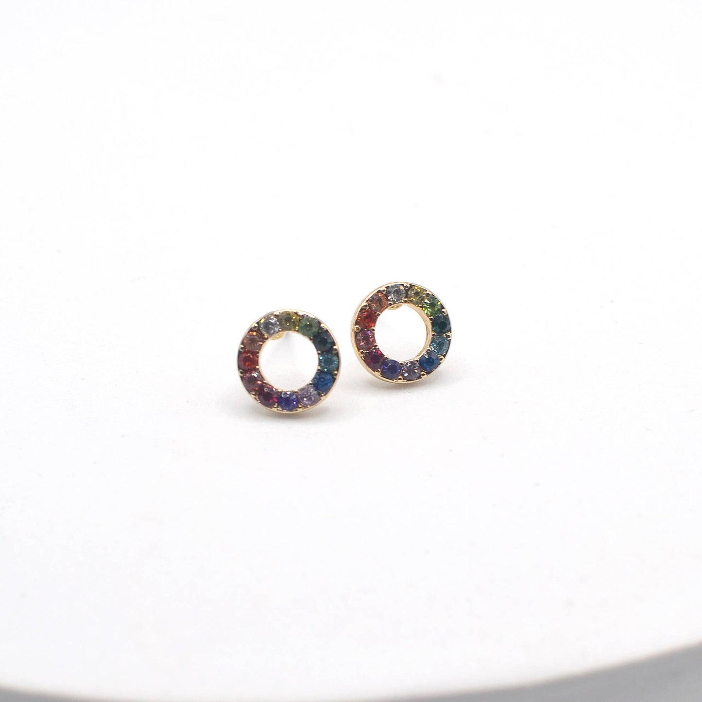 Mini Open Round Minimal Dainty Post Stud Earrings