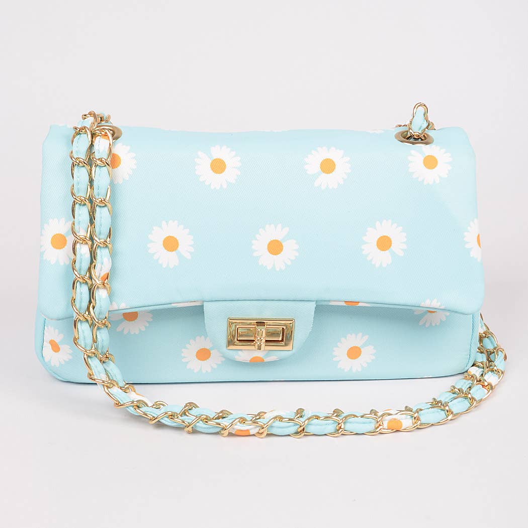 Quilted Flower Canvas Shoulder Bag