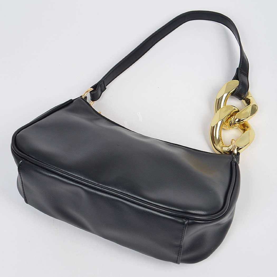 Mossglint Shoulder Bag | Faux Leather Simple Shoulder Bag
