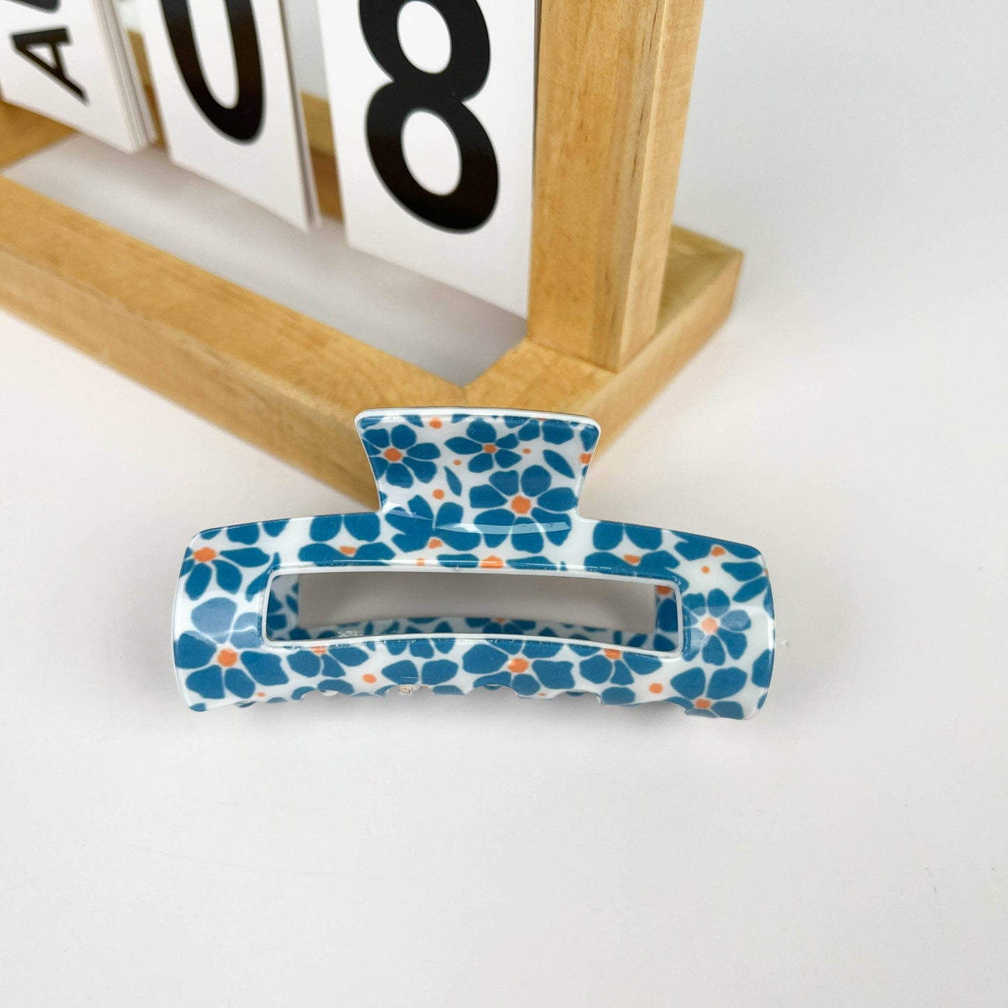 Floral Hollow Print Rectangular Hair Claw Clip