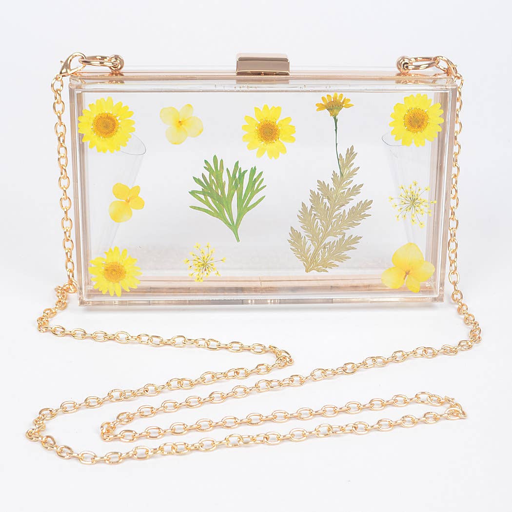 Flower Transparent Hard Case Clutch