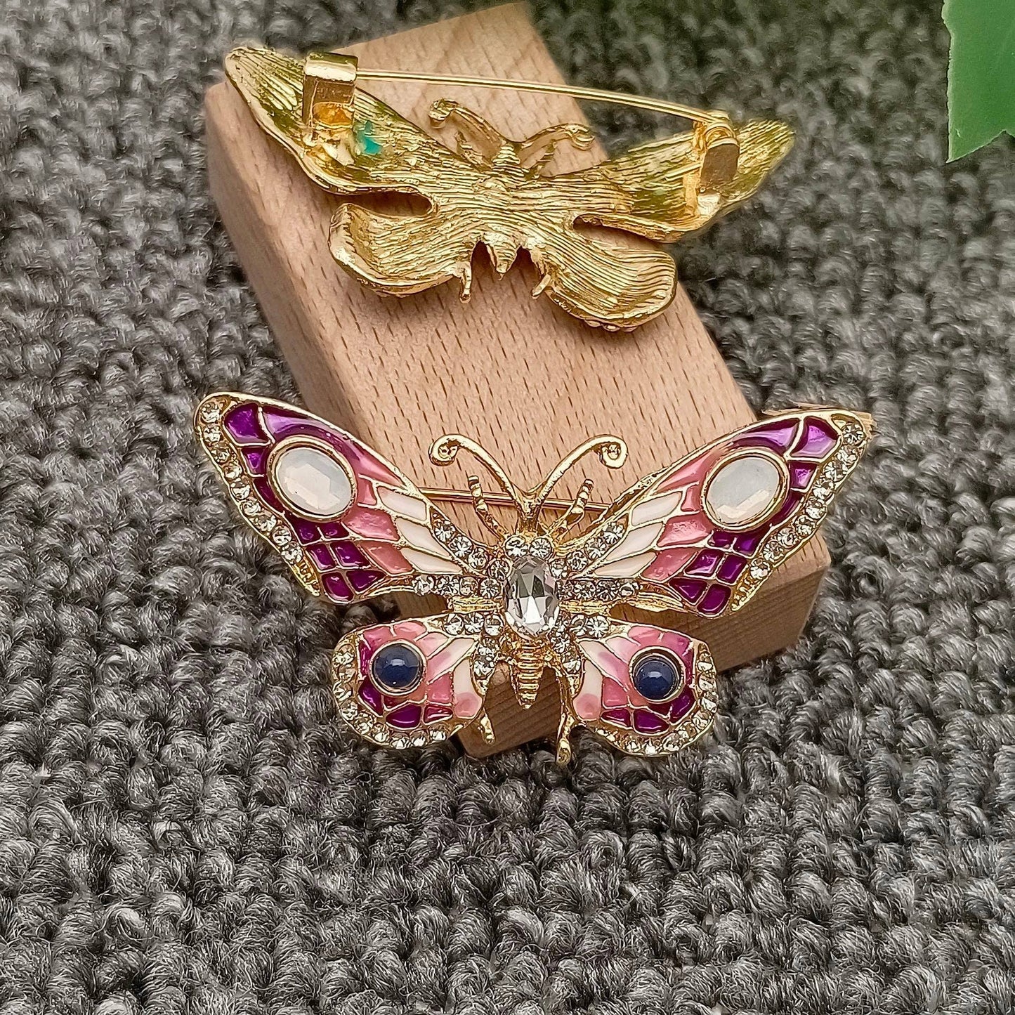 Rhinestone Colored Enamel Butterfly Brooch