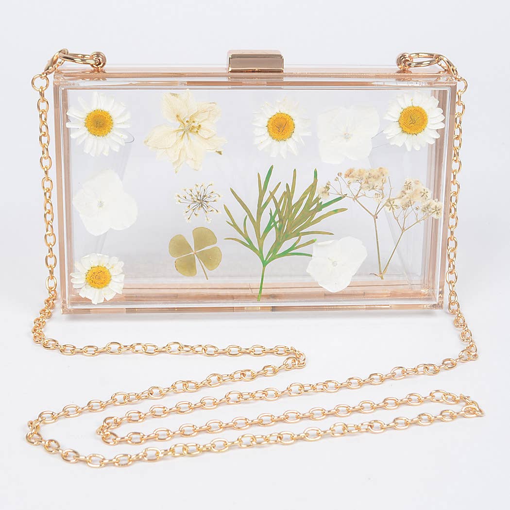 Flower Transparent Hard Case Clutch