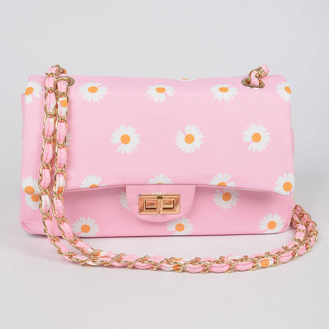 Quilted Flower Canvas Shoulder Bag