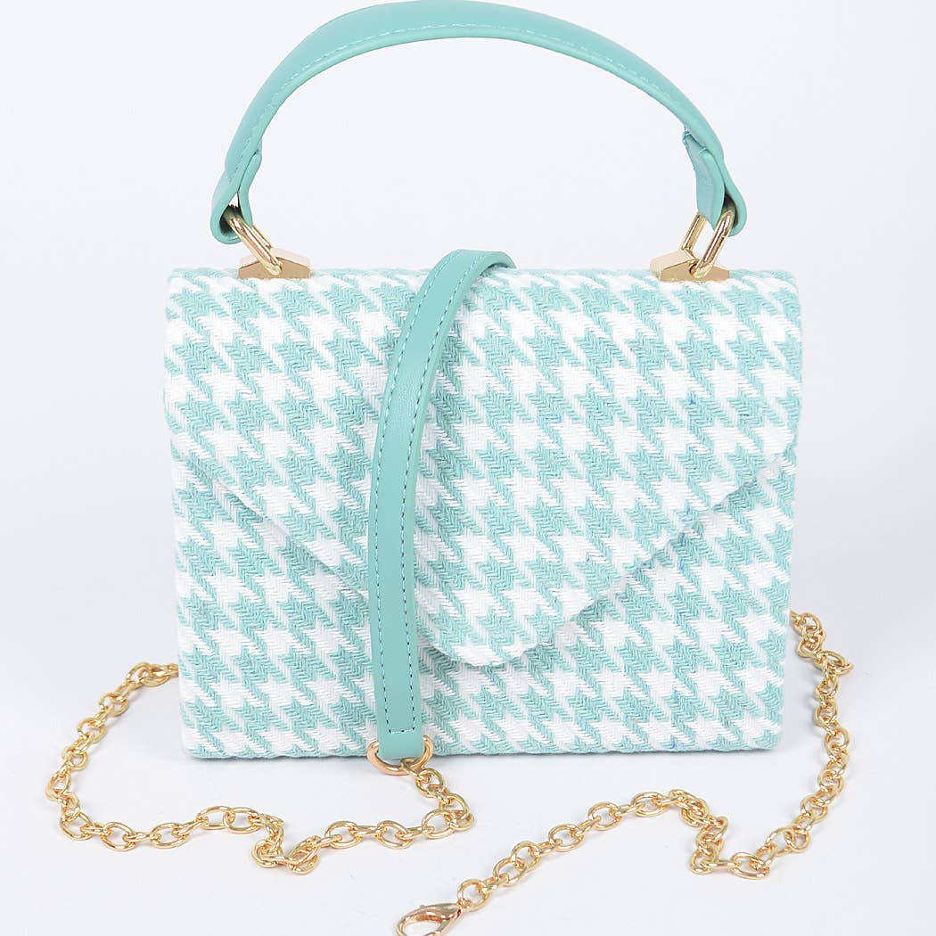 Tweed Houndstooth Top Handle Bag