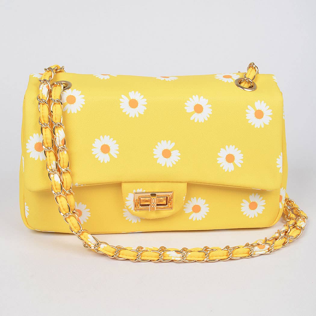 Quilted Flower Canvas Shoulder Bag