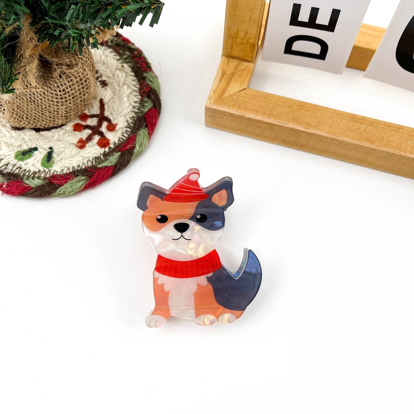Winter Scarf Animal Acrylic Printed Christmas Hair Claw Clip