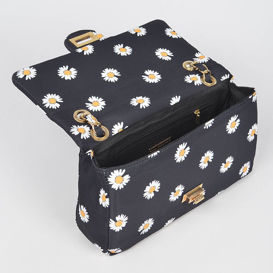 Quilted Flower Canvas Shoulder Bag