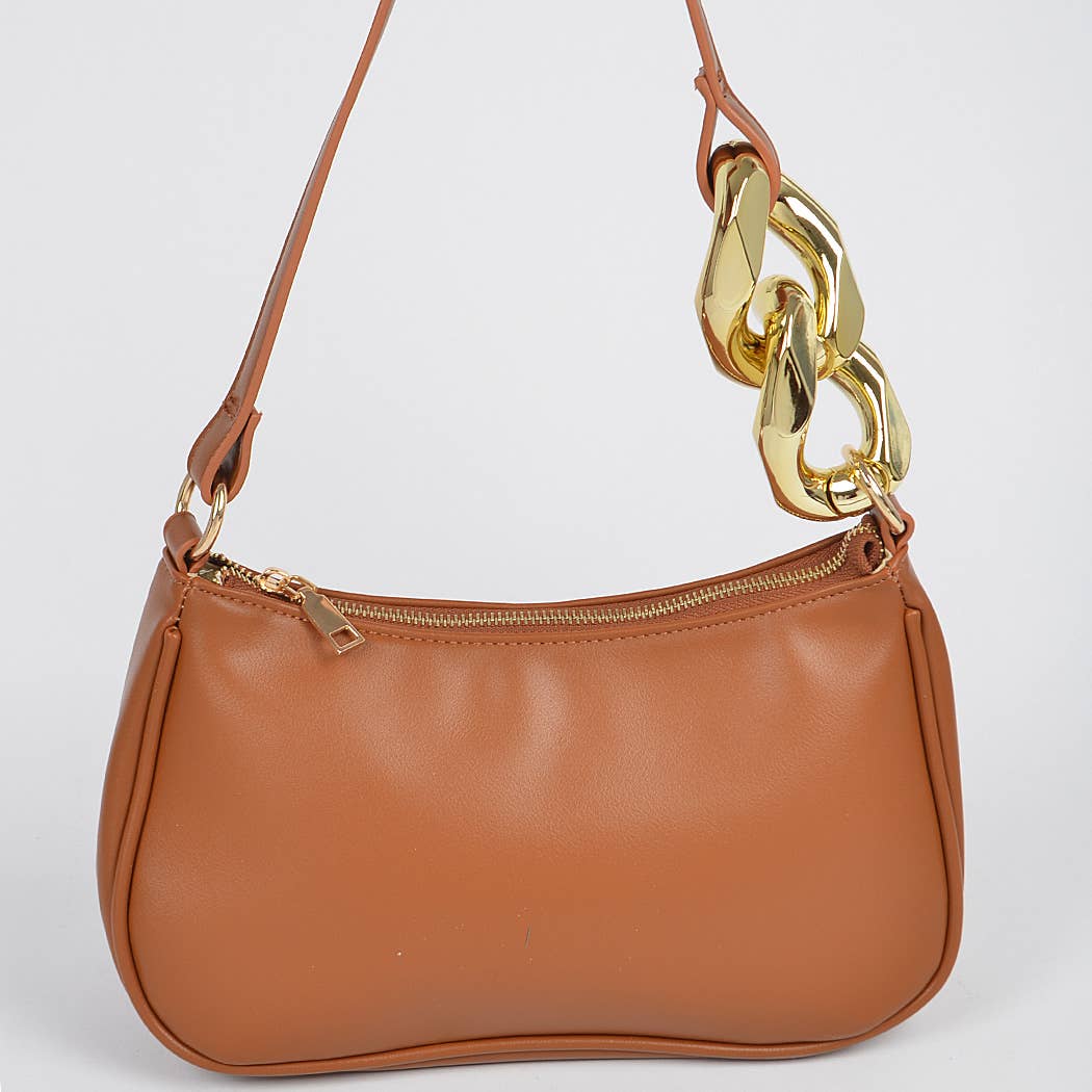 Mossglint Shoulder Bag | Faux Leather Simple Shoulder Bag