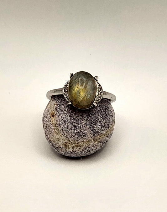 Moonveil Labradorite Adjustable Ring – S925 Sterling Silver