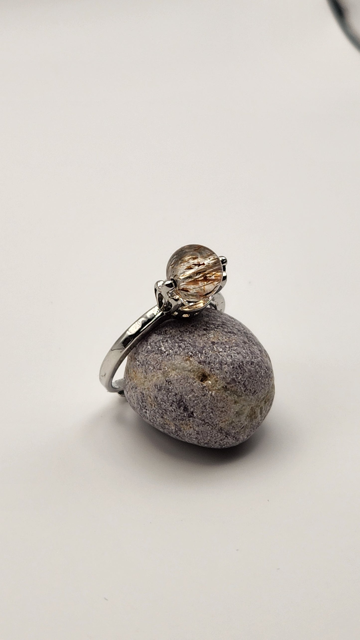Golden Clause Ritulated Quartz Spinner Adjustable Ring | S925 Sterling Silver