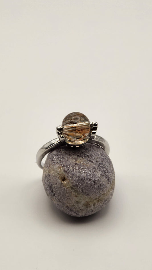 Golden Clause Ritulated Quartz Spinner Adjustable Ring | S925 Sterling Silver