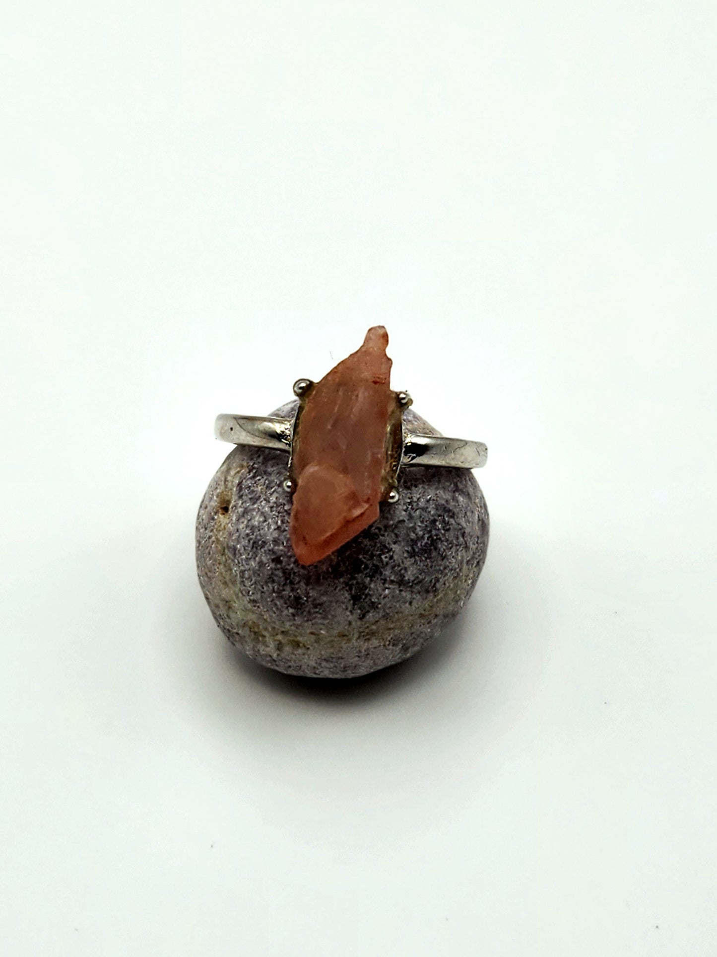 Rosethorn Oath | Raw Rose Quartz Adjustable Ring S925 Sterling Silver