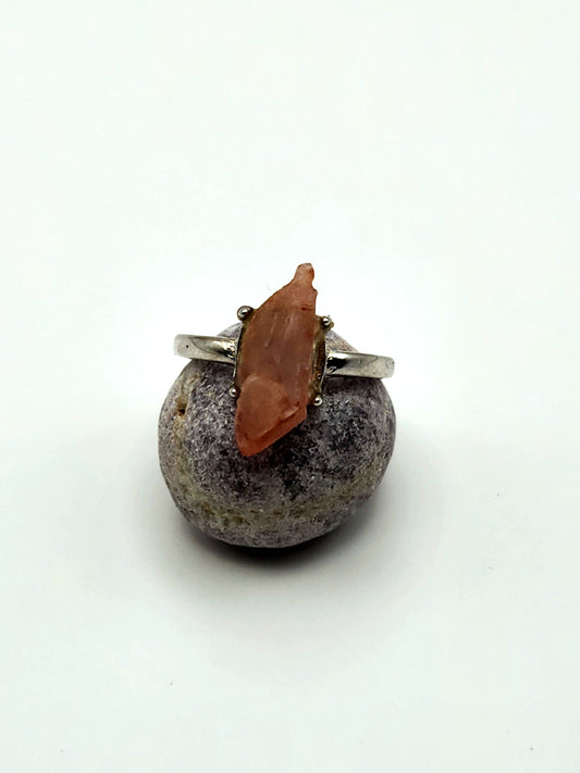 Rosethorn Oath | Raw Rose Quartz Adjustable Ring S925 Sterling Silver