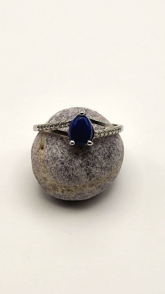 Nyx’s Tear | Adjustable Blue Tiger’s Eye Ring (S925 Sterling Silver Plated Copper)