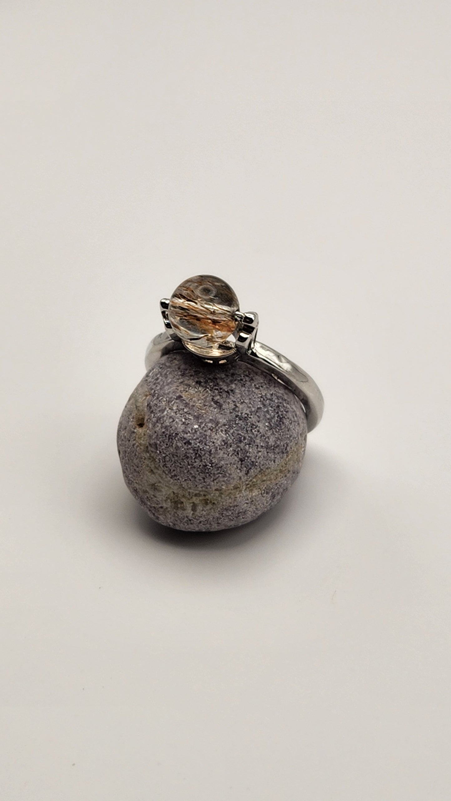 Golden Clause Ritulated Quartz Spinner Adjustable Ring | S925 Sterling Silver